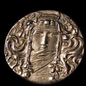 SOLD Vintage Tine H Pewter Brooch Pendant - Art Nouveau Woman's Image